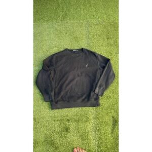 Nautica Men's Black Crew Neck Pullover Sweatshirt J-Class Logo large